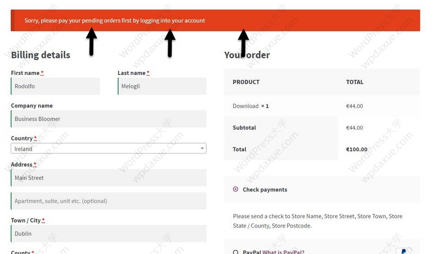 WooCommerce 检查用户是否有未完成支付的订单