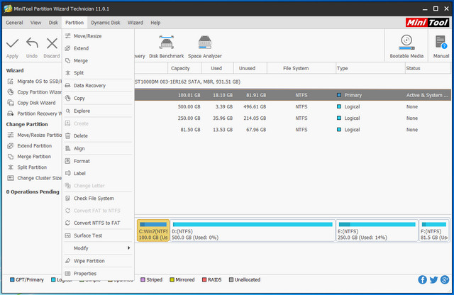 MiniTool Partition Wizard Technician 11.0.1 特别版