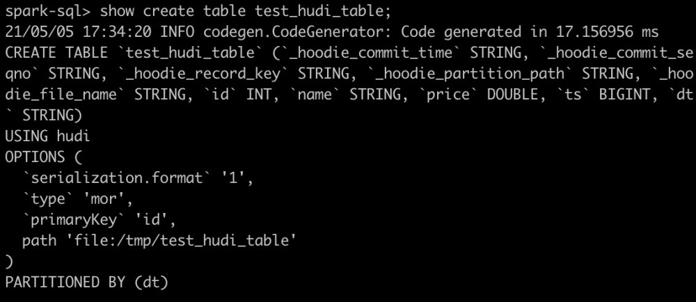 Apache Hudi集成Spark SQL操作hide表