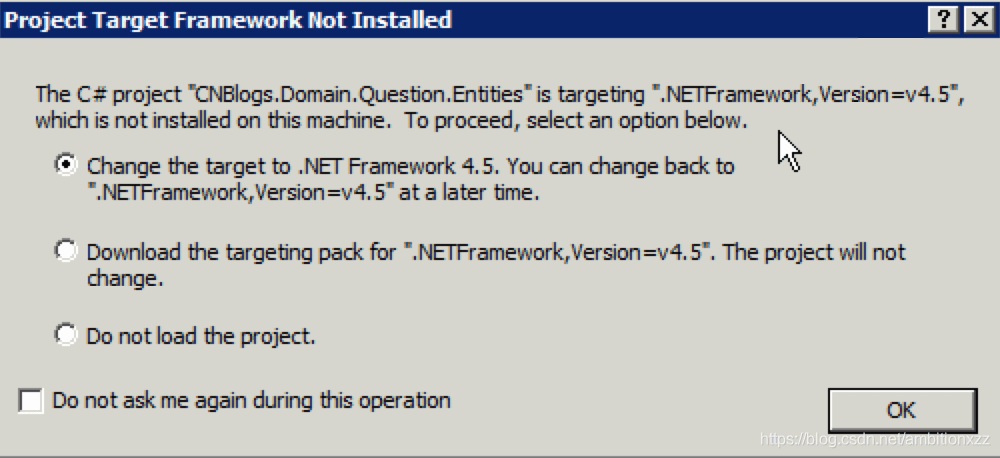 VS未找到框架“.NETFramework,Version=v4.6.1”引用程序集的如何解决办法